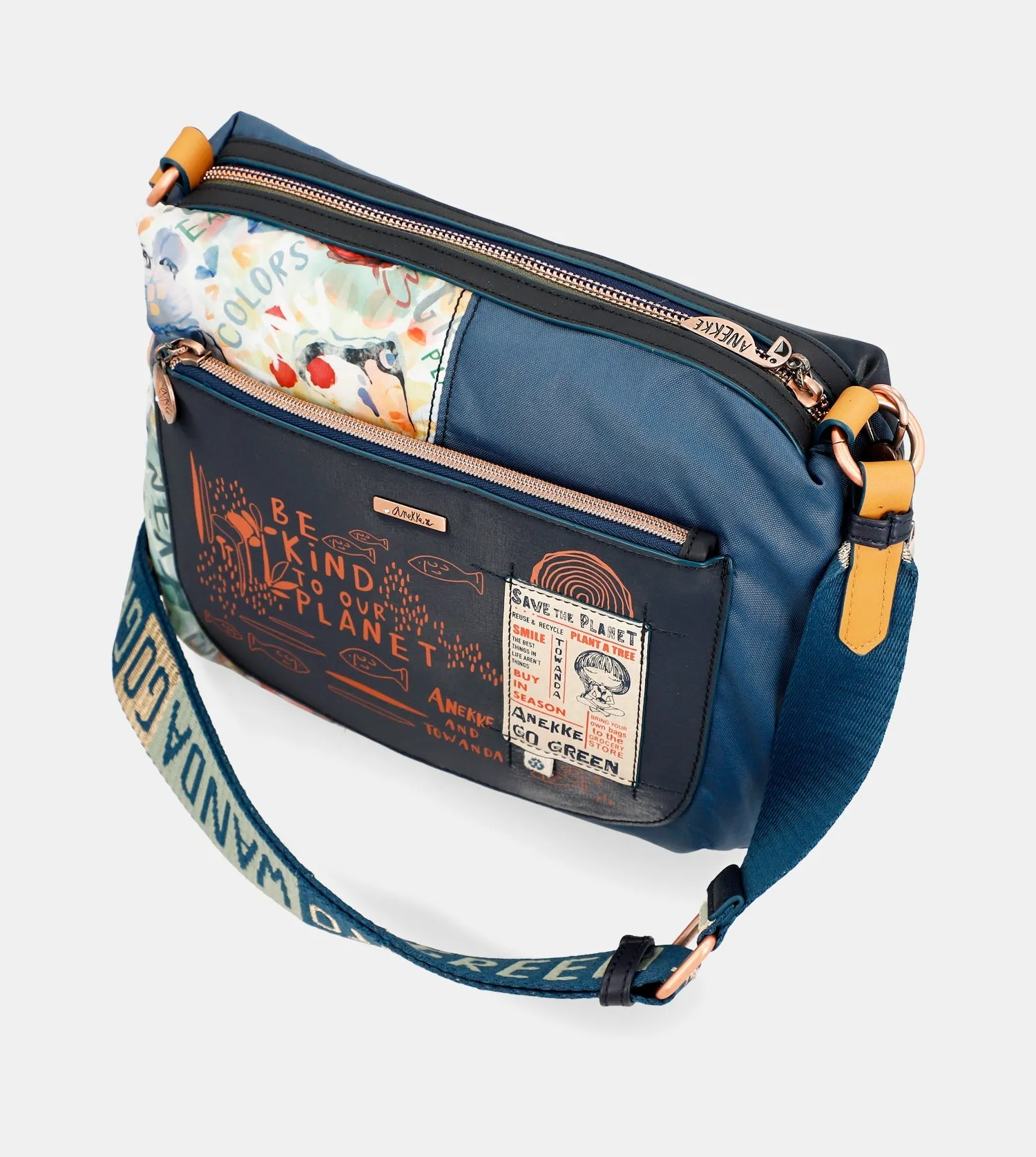 Nature Pachamama flexible navy blue crossbody bag