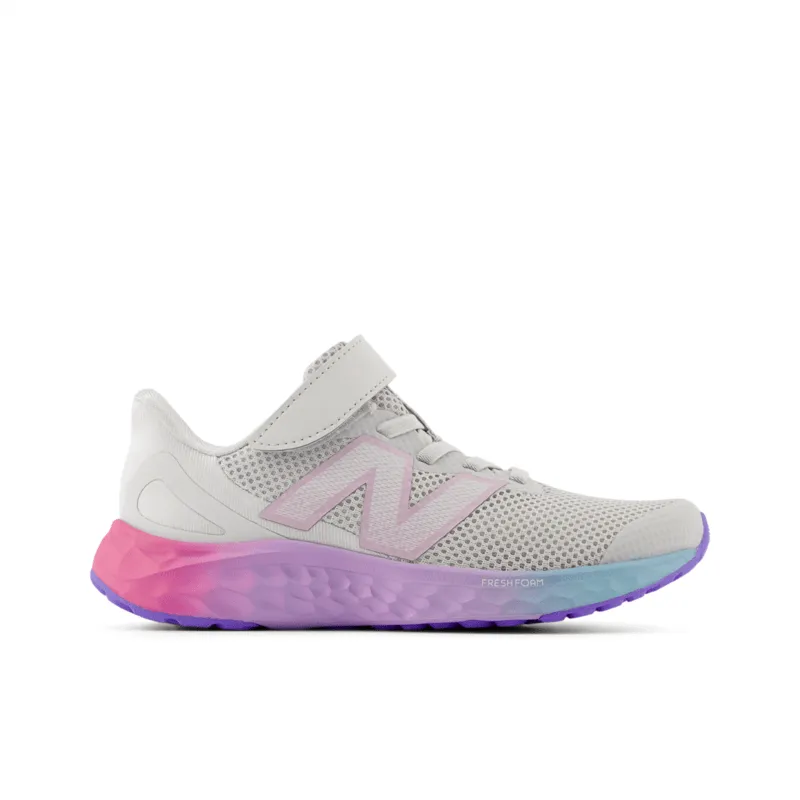 New Balance Youth Girls Fresh Foam Arishi V4 Bungee Lace with Top Strap Shoe - PAARIGR4 (X-Wide)