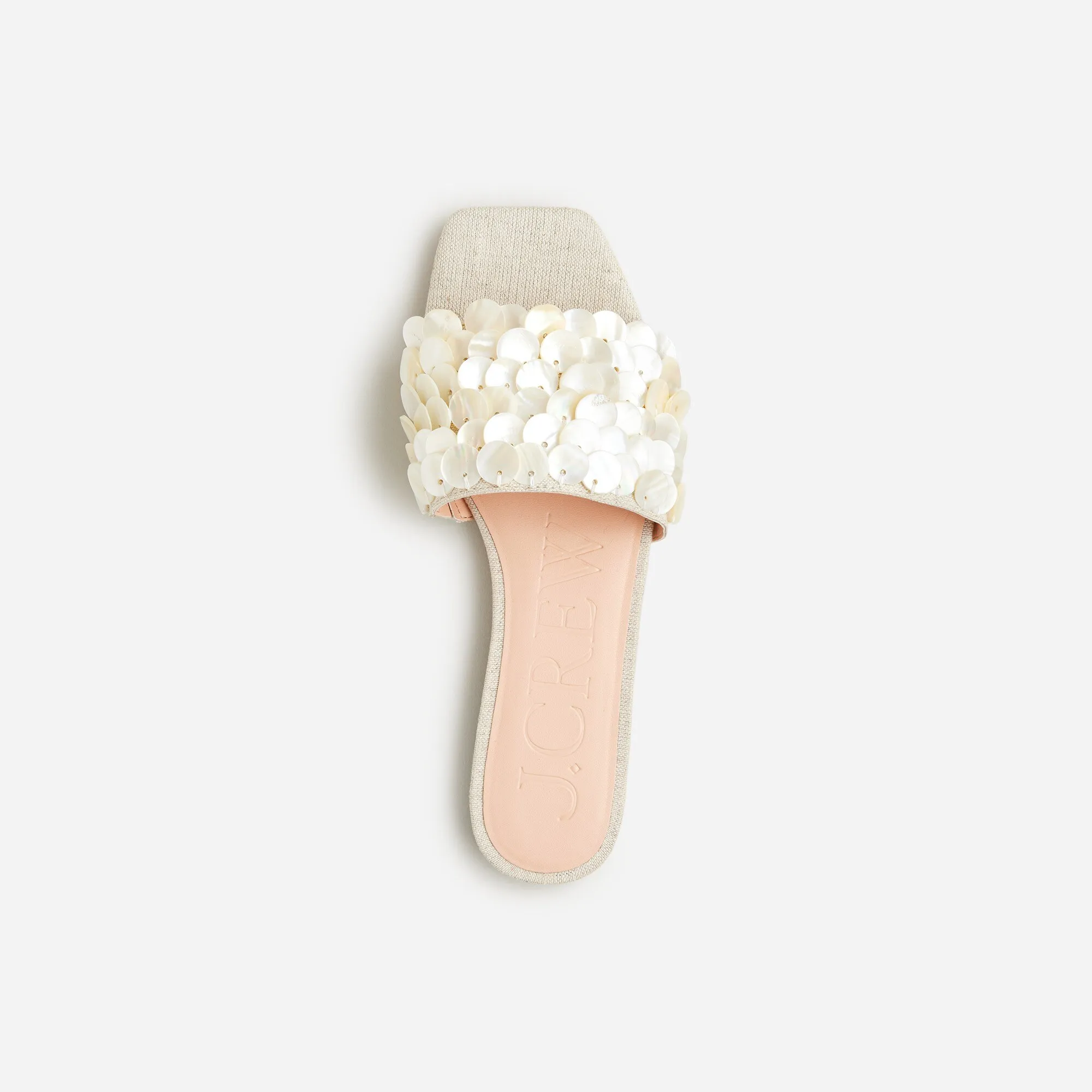 New Capri slide sandals with mother-of-pearl paillettes