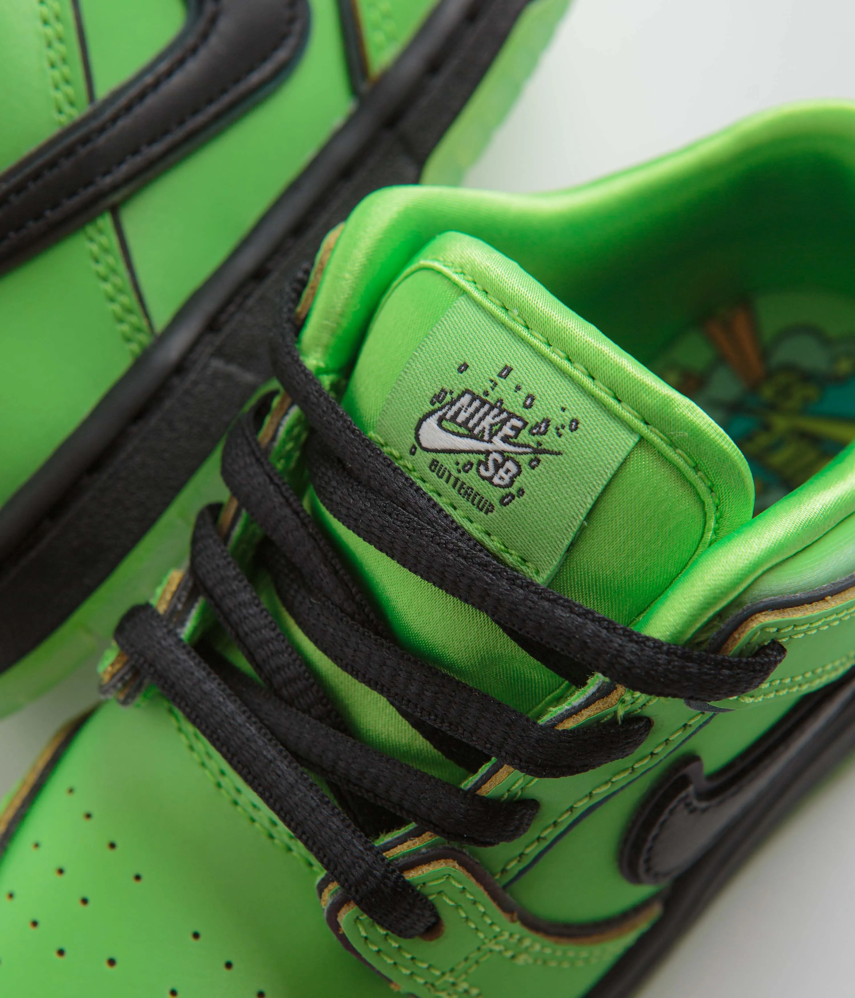 Nike SB x Powerpuff Girls Dunk Low Pro 'Buttercup' (Toddler) Shoes - Mean Green / Black - Mean Green - Lotus Pink