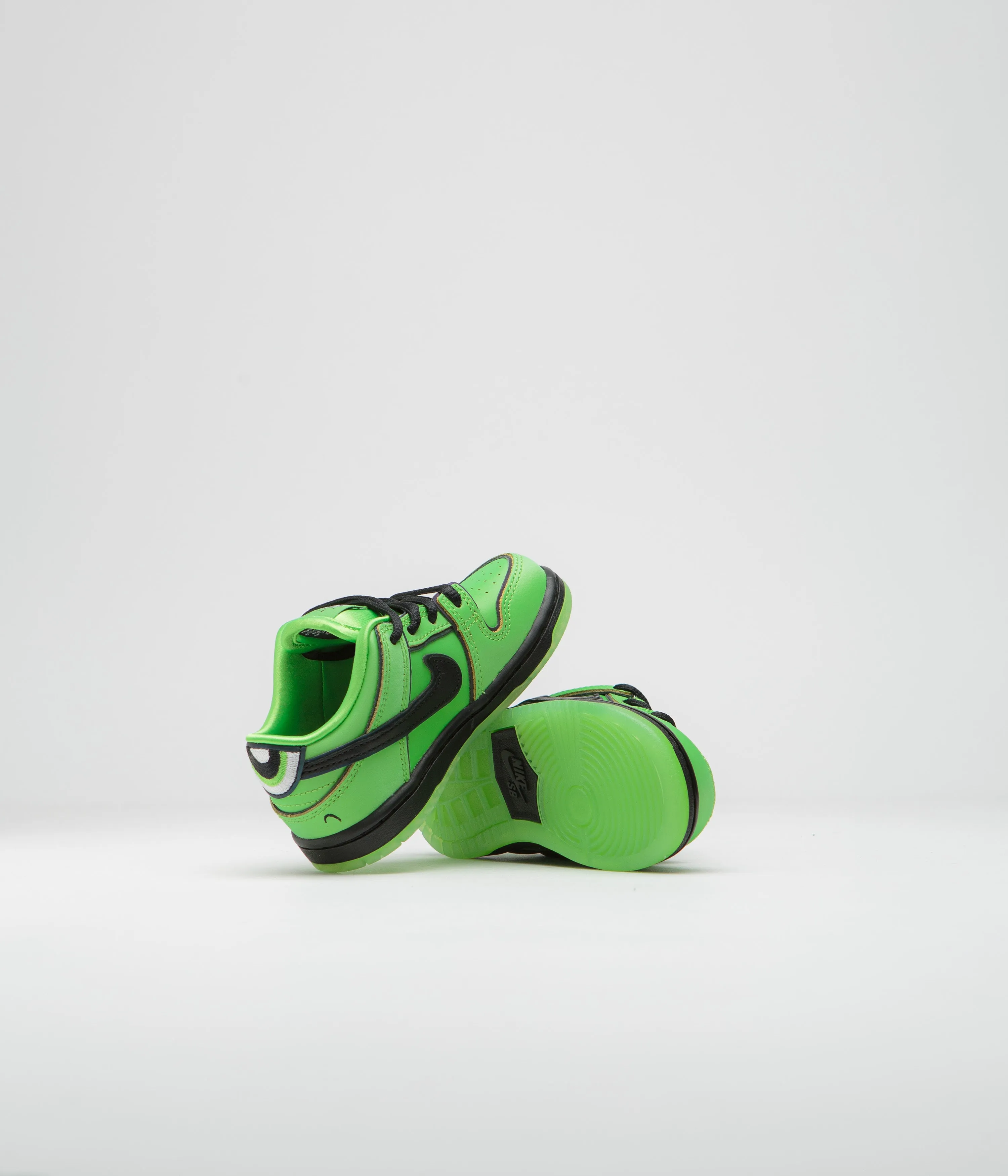 Nike SB x Powerpuff Girls Dunk Low Pro 'Buttercup' (Toddler) Shoes - Mean Green / Black - Mean Green - Lotus Pink