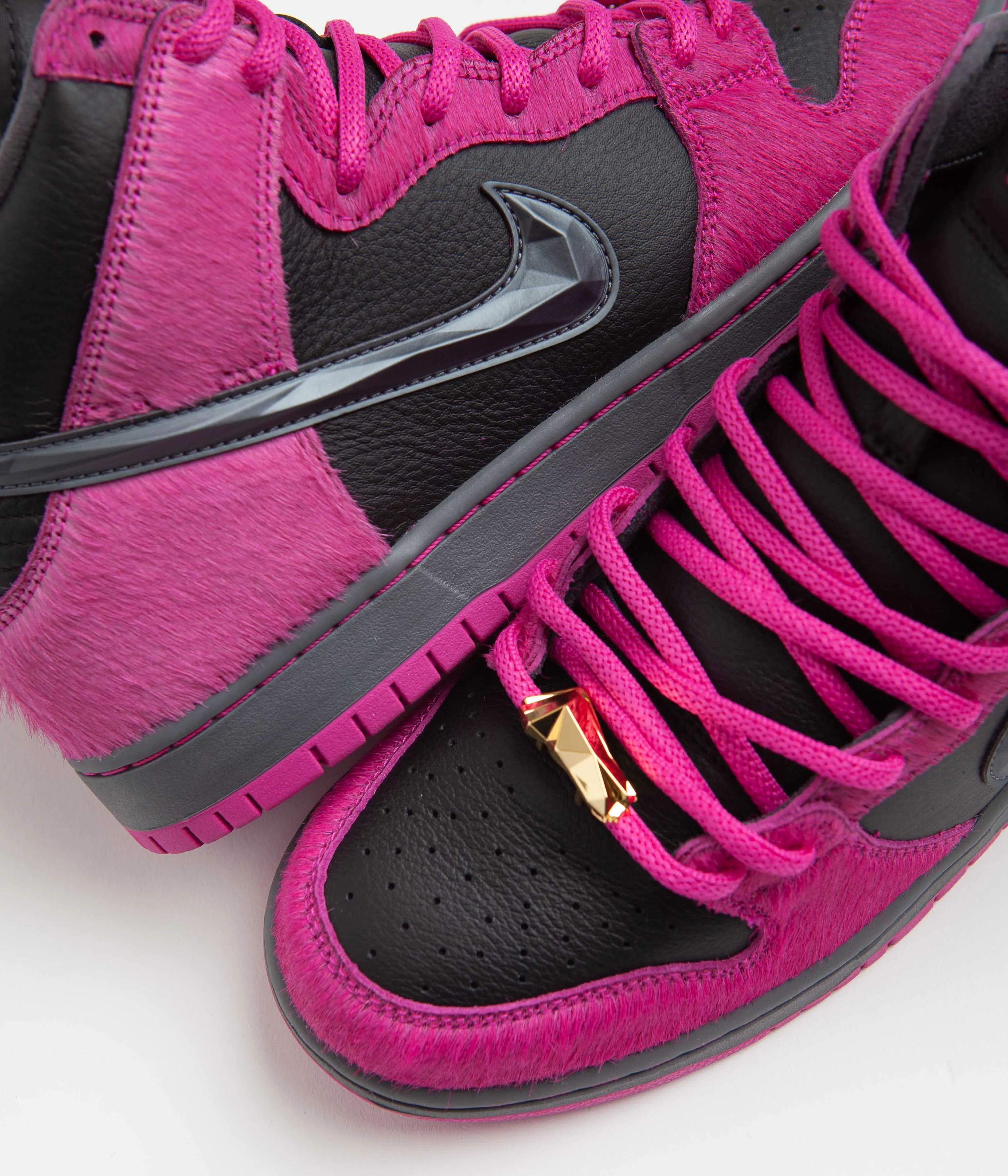 Nike SB x Run The Jewels Dunk High Shoes - Active Pink / Black - Metallic Gold