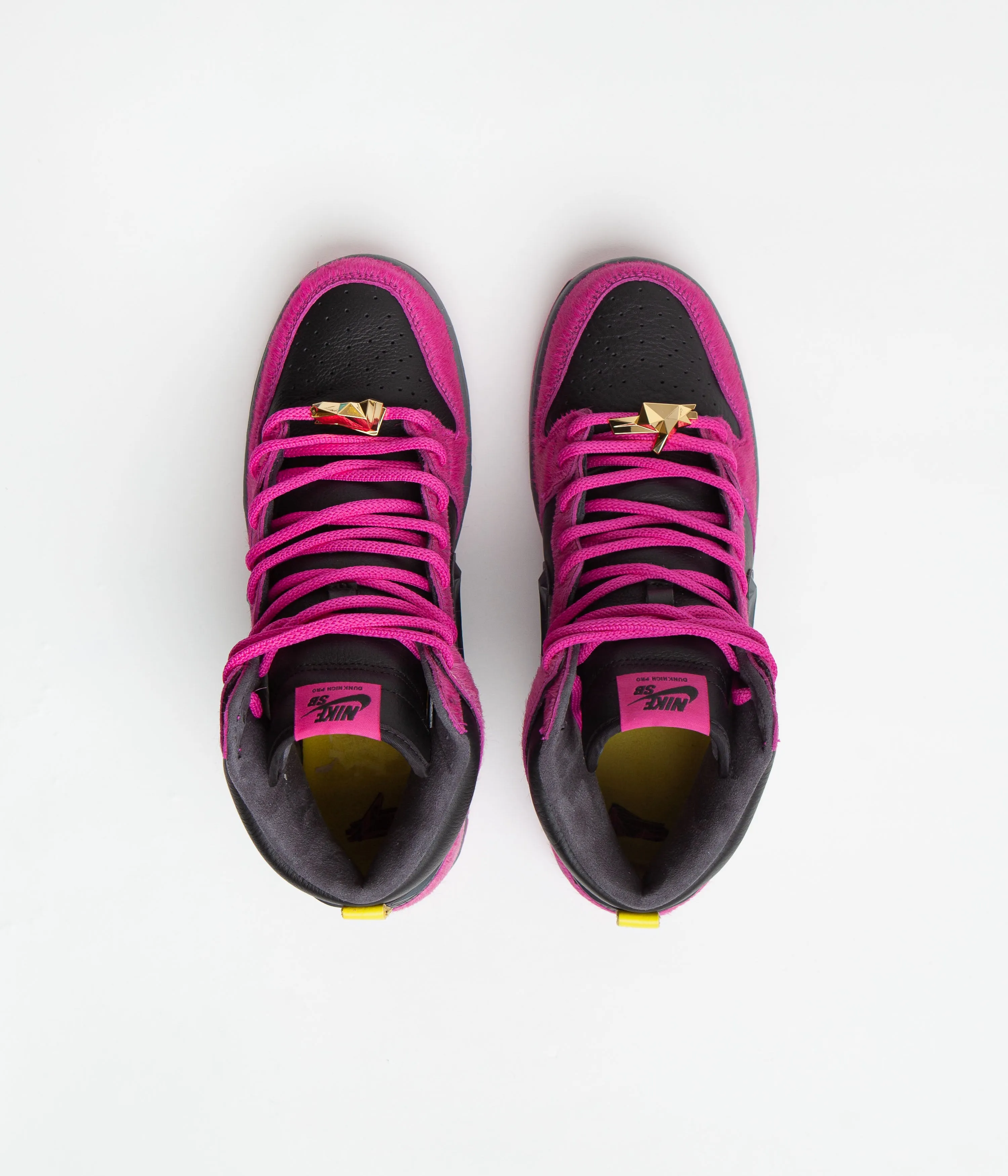 Nike SB x Run The Jewels Dunk High Shoes - Active Pink / Black - Metallic Gold