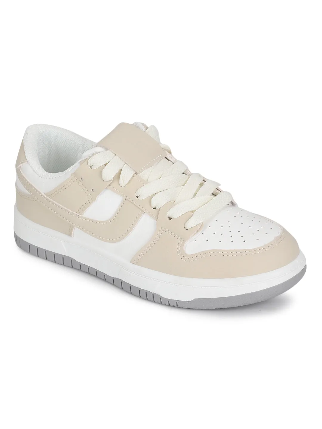 Nude PU Lace-Up Sneakers (TC-RS3487-NUD)