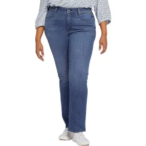 NYDJ Womens Plus Marilyn Medium Wash Stretch Straight Leg Jeans