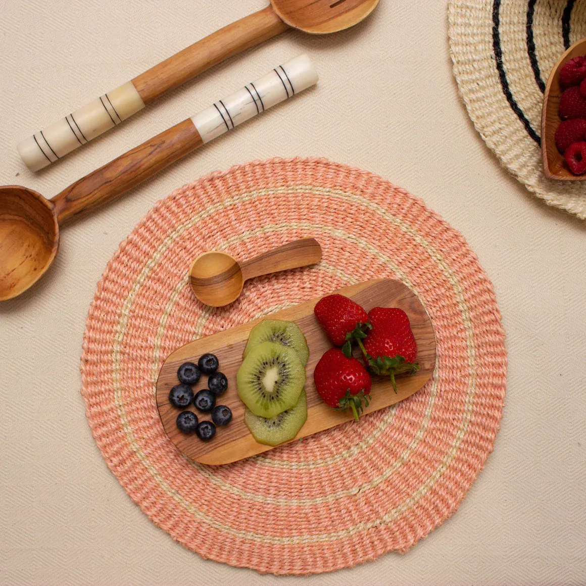 OLIVE WOOD AND BONE SALAD SERVERS