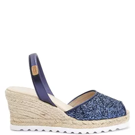 Open Toe Glitter Leather Menorcan Espadrille For Women - Frida Micro 2006R