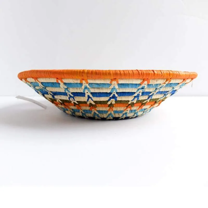 Orange, Aqua, Blue and Olive Basket from Rwanda