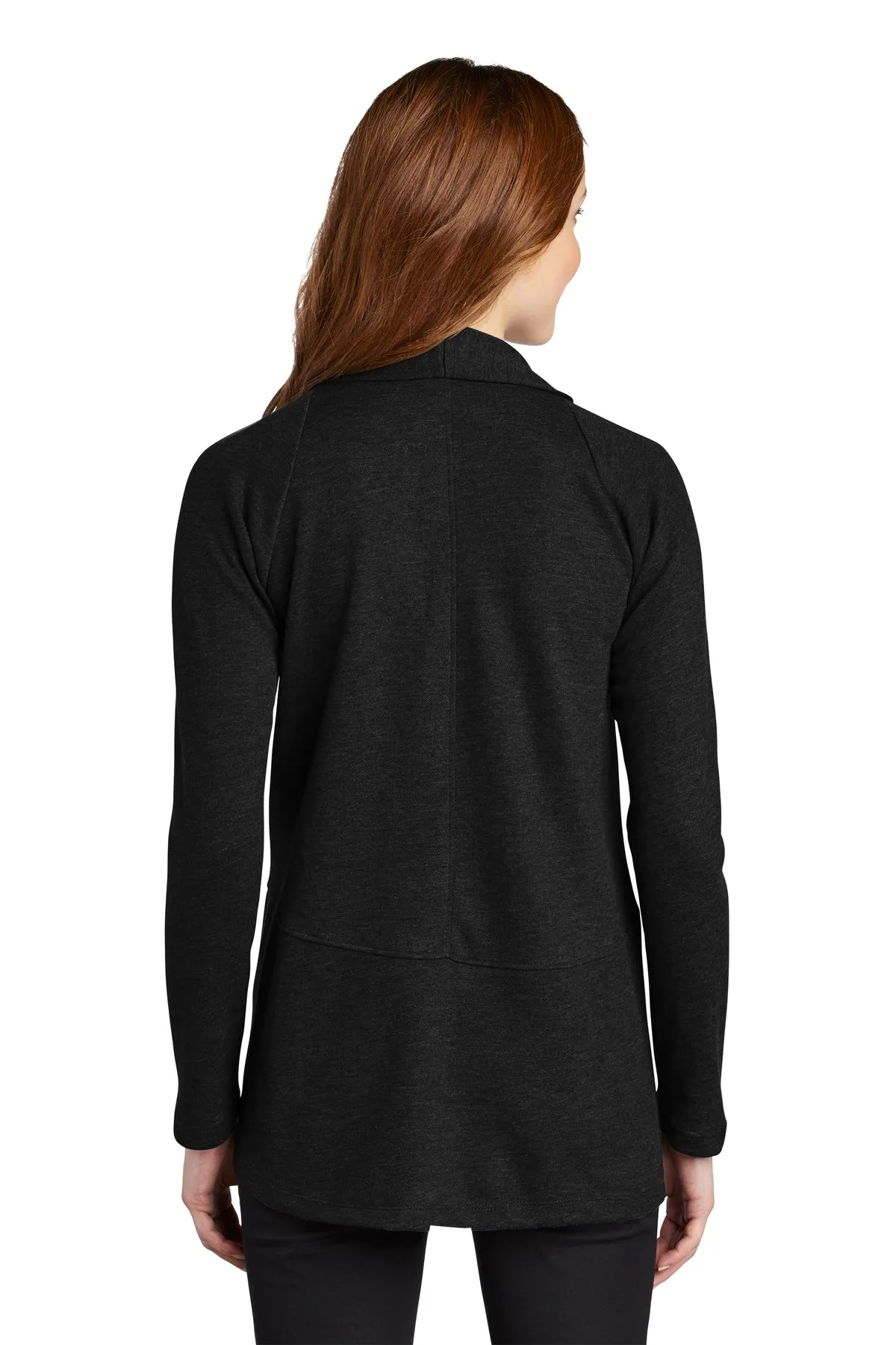 Port Authority Ladies Interlock Cardigan, Deep Black/ Charcoal Heather [ME Elecmetal]