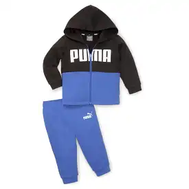 PUMA INFANT'S MINICATS COLOURBLOCK BLACK/BLUE JOGGER SUIT 2 SET