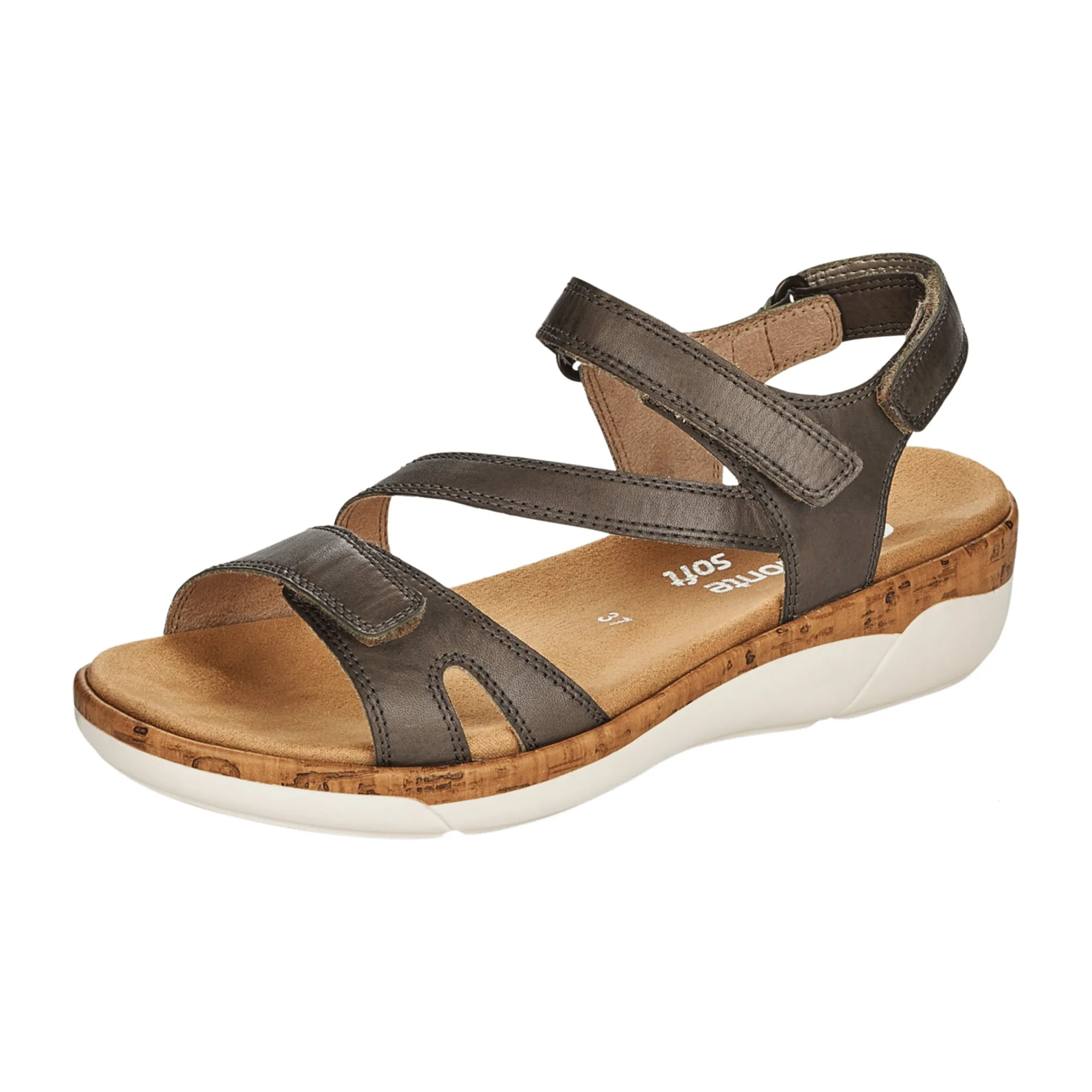 Remonte Women's Olive Sandals with Adjustable Straps and Soft Leather Footbed