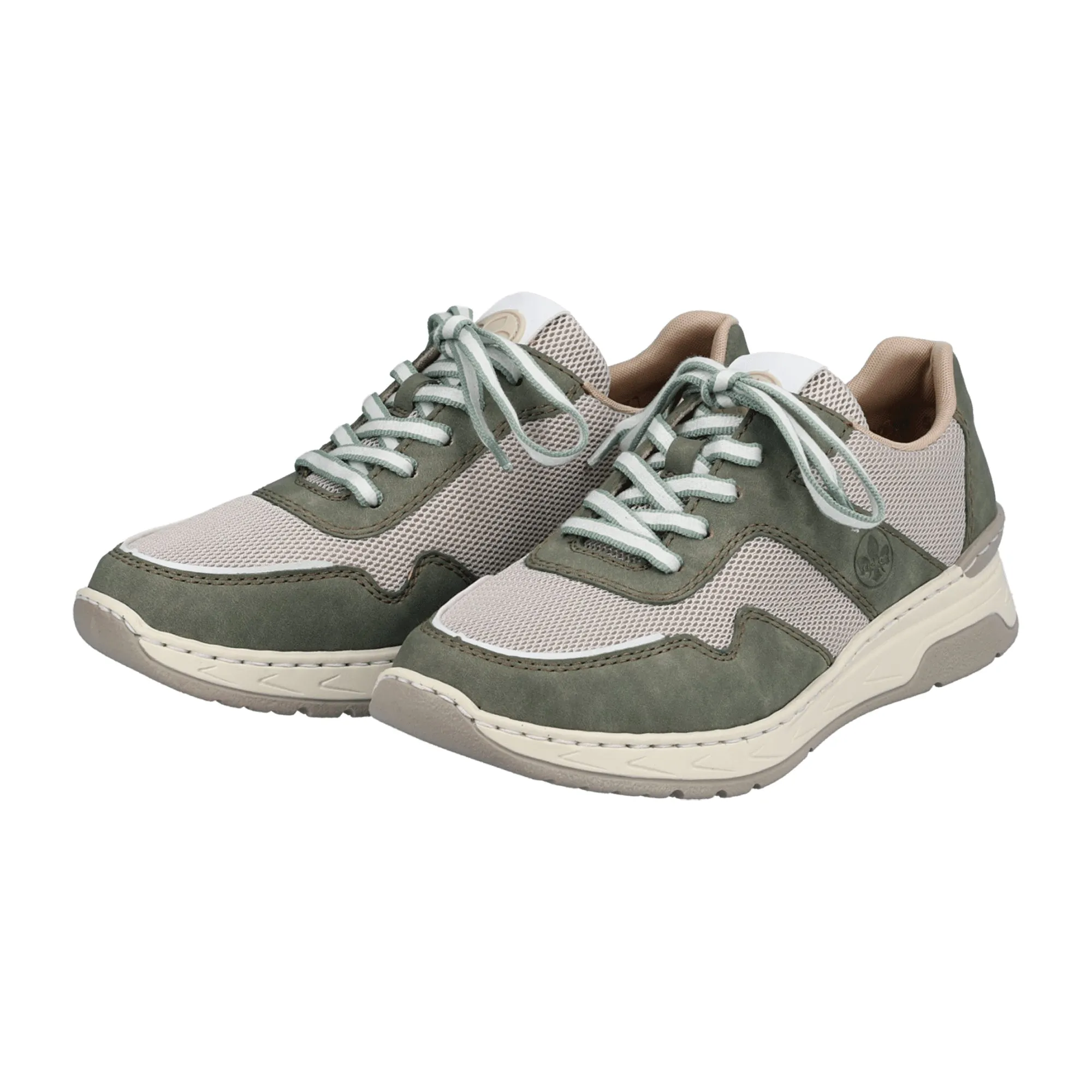 Rieker Women's Olive Beige Sneakers with Removable Insole and Shock Absorption