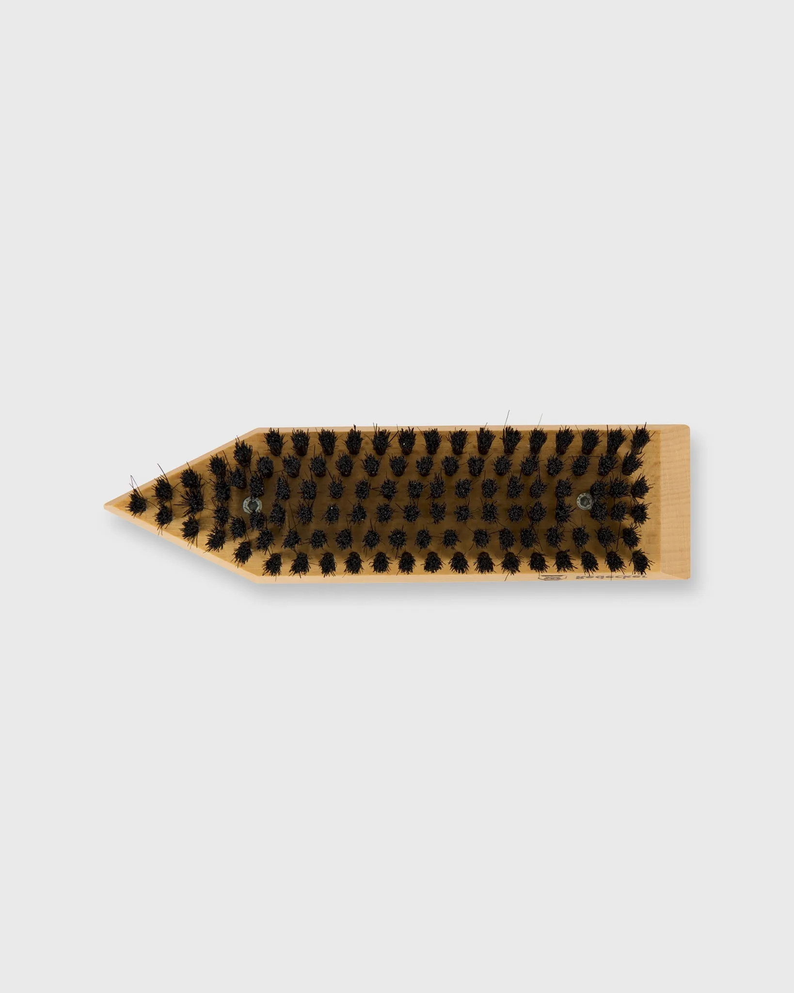 Shoe Brush With Handle in Waxed Beechwood/Black Bristles