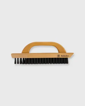 Shoe Brush With Handle in Waxed Beechwood/Black Bristles