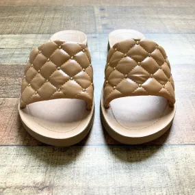 Soda Brown Studded Quilted Slide On Sandals- Size 9 (sold out online)