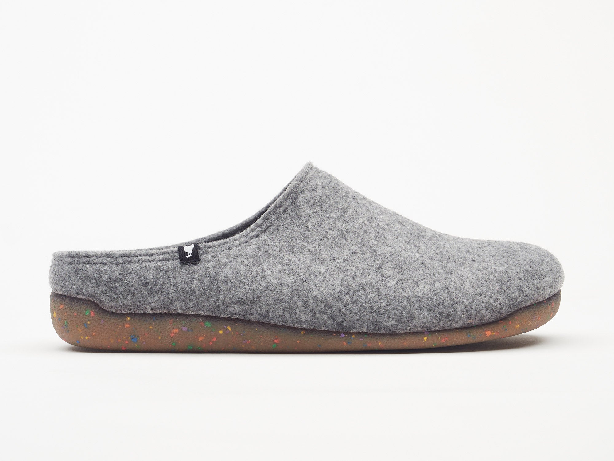 Soft eco felt mule slippers, rubber soles, 100% recycled