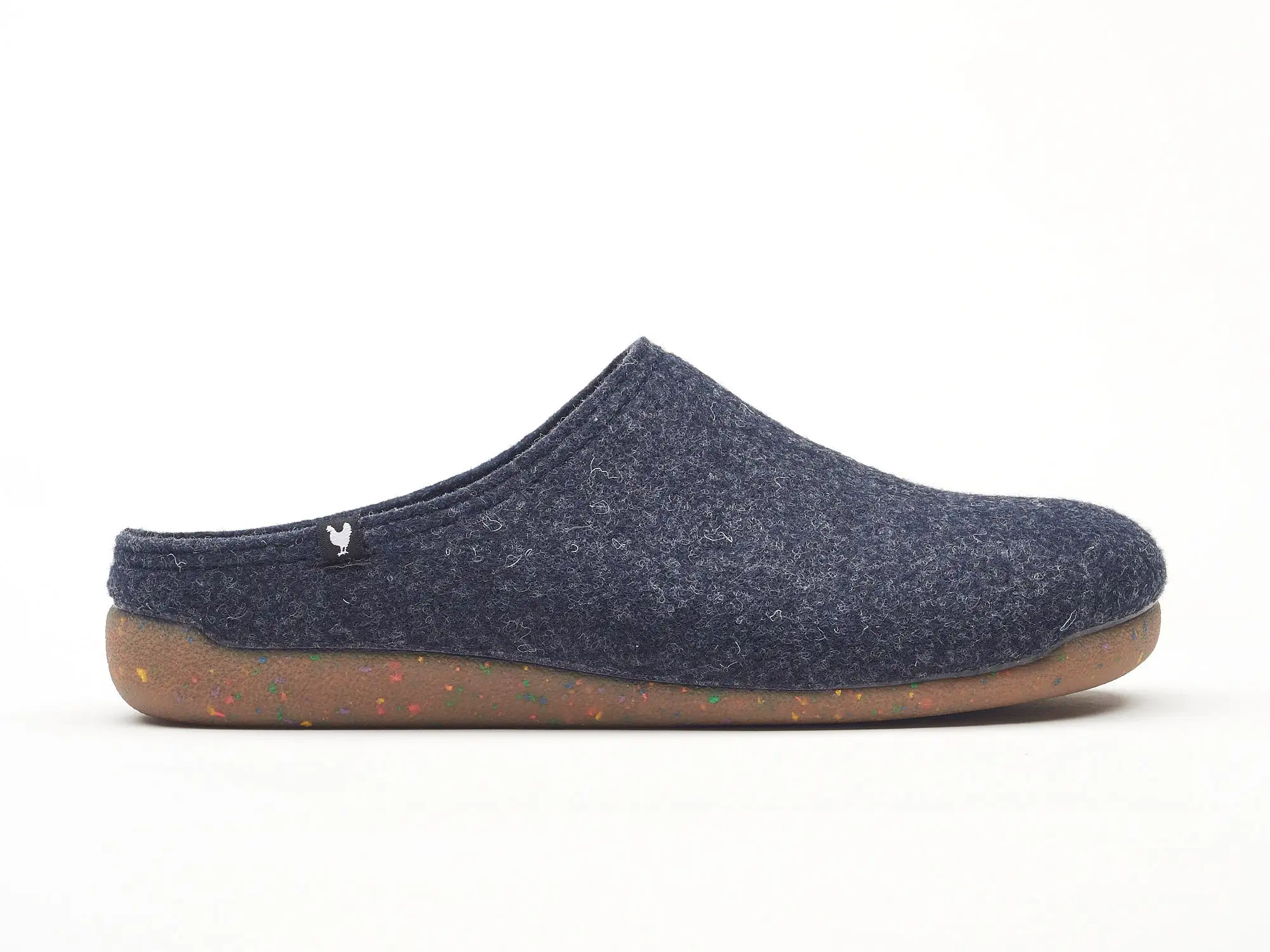 Soft eco felt mule slippers, rubber soles, 100% recycled