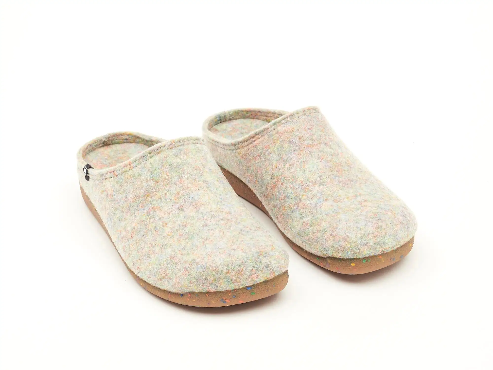 Soft eco felt mule slippers, rubber soles, 100% recycled