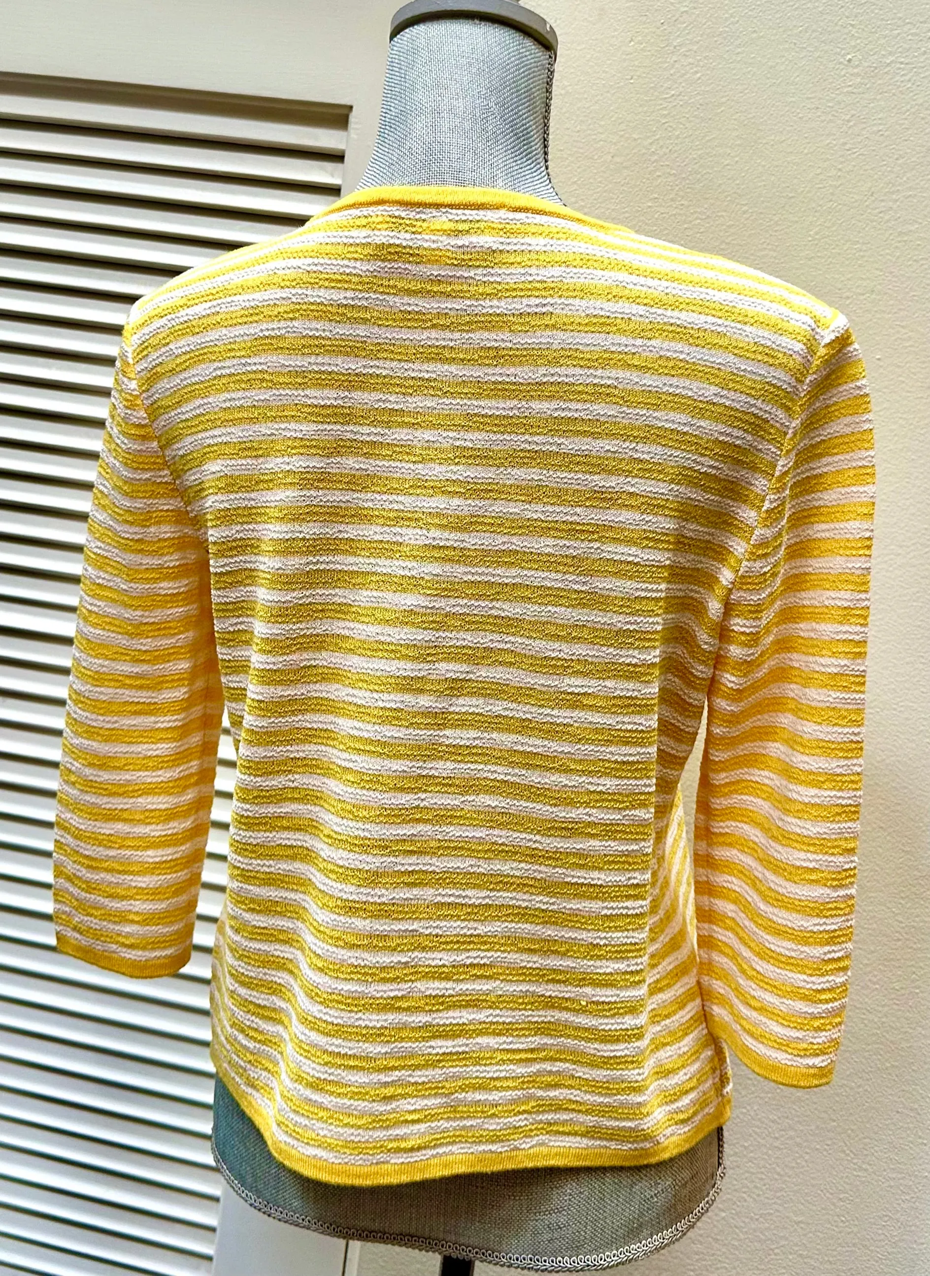 St. John Collection Knits Yellow and White Striped Jacket Size 6 Made in USA (preowned)