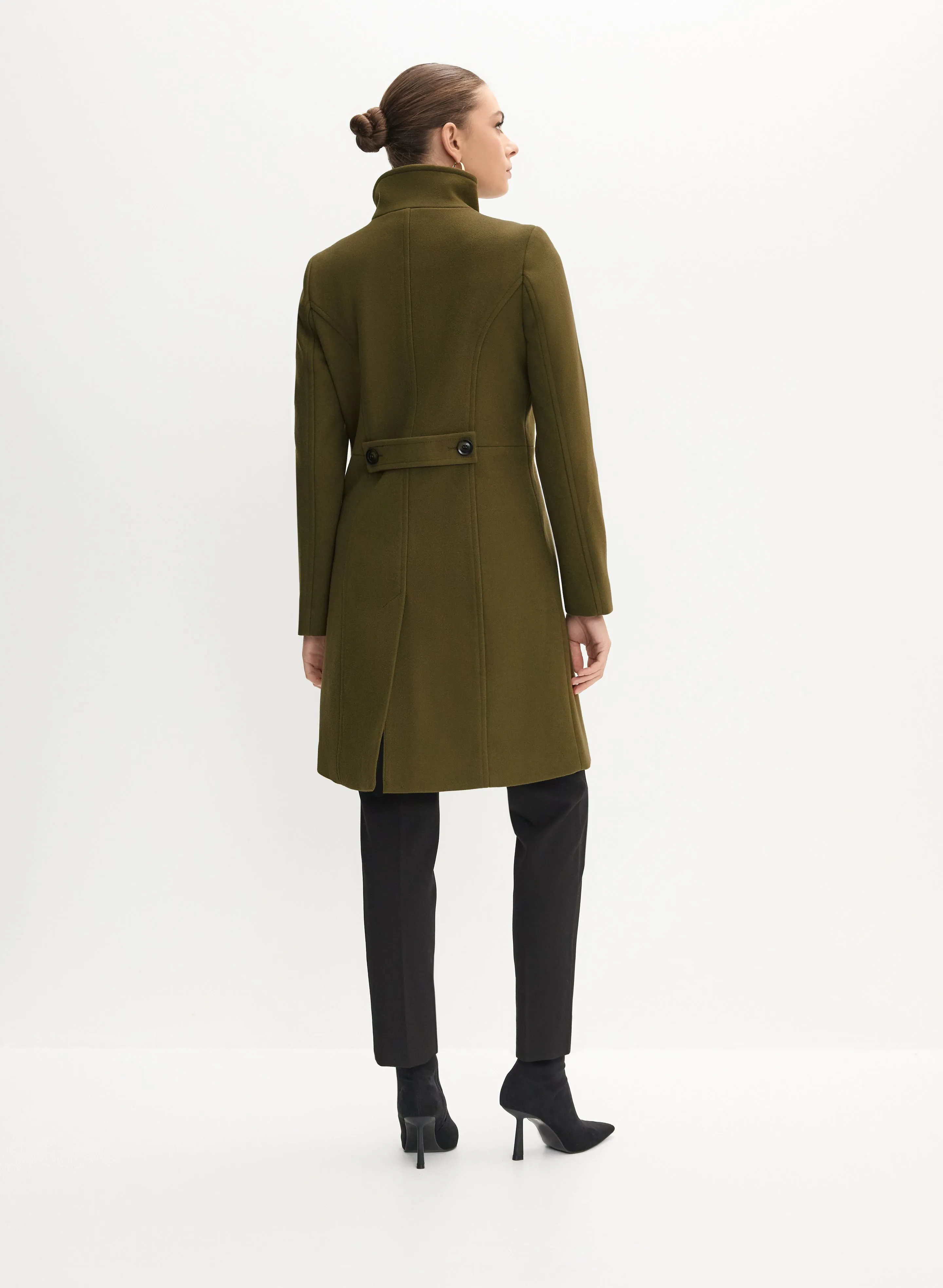 Stand Collar Wool-Blend Coat