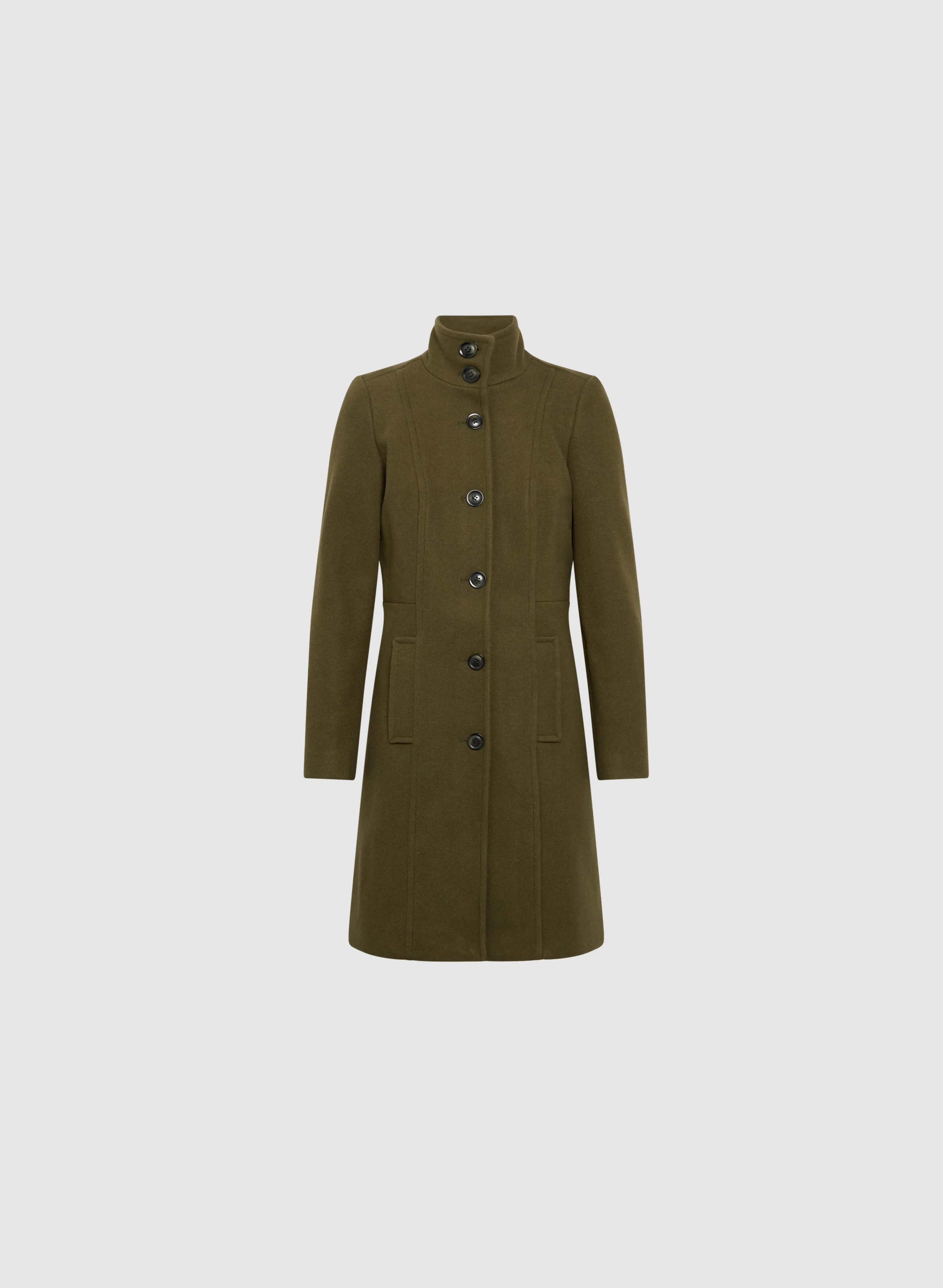 Stand Collar Wool-Blend Coat