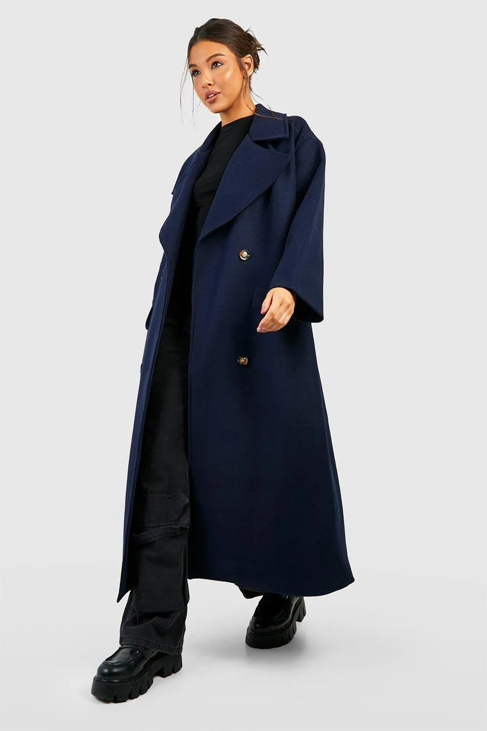 Super Oversized Maxi Double Breasted Wool Look Coat