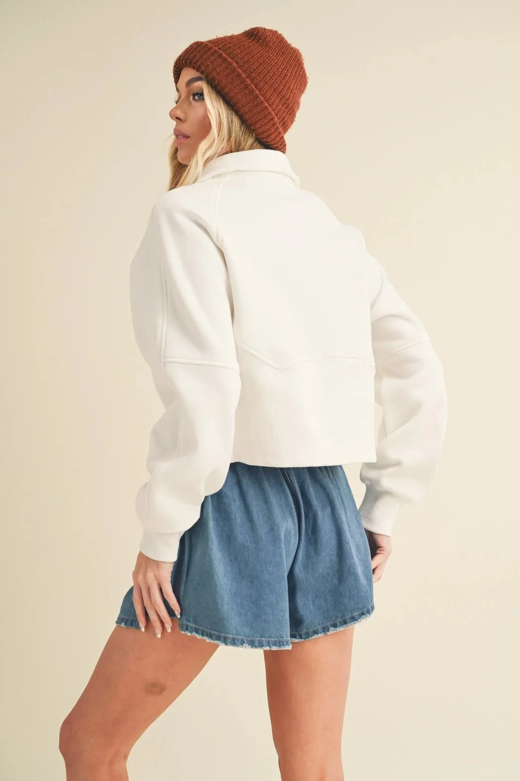 To and From Funnel Neck Half Zip in White