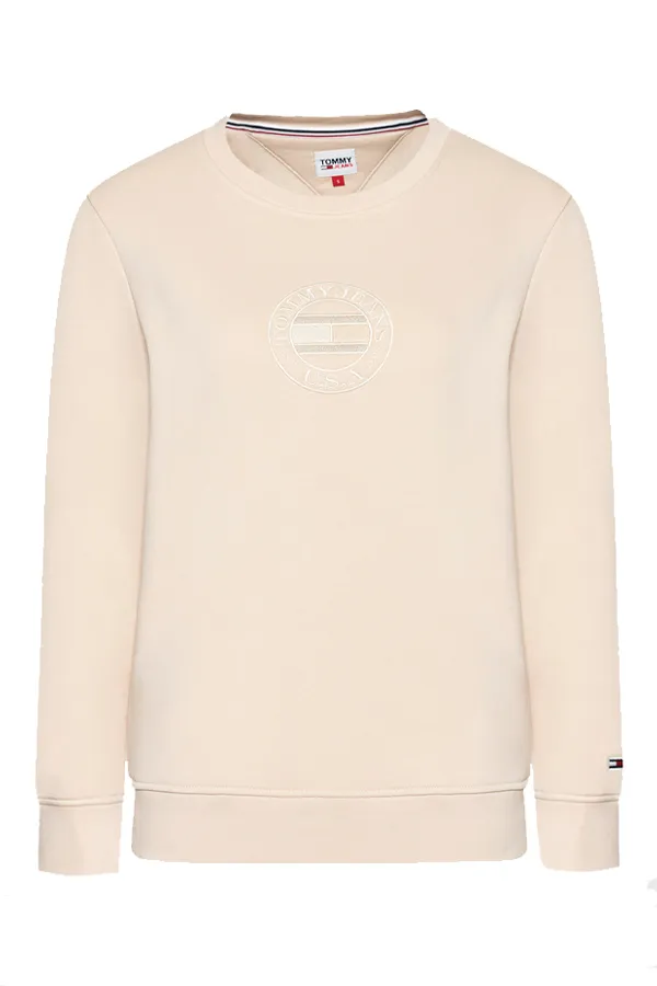 Tommy Hilfiger Women Circle Logo Sweatshirt Beige