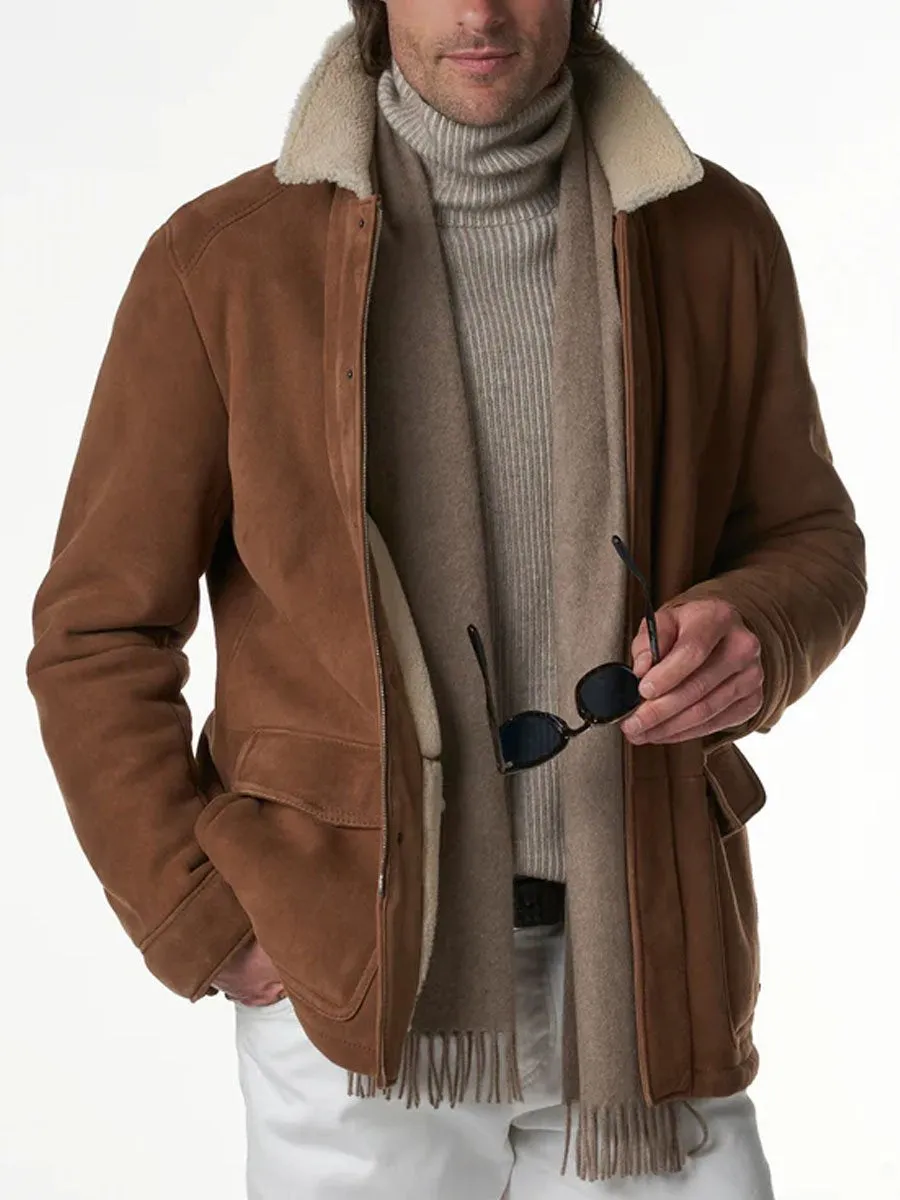 Vintage Suede Double Pocket Lapel Casual Jacket