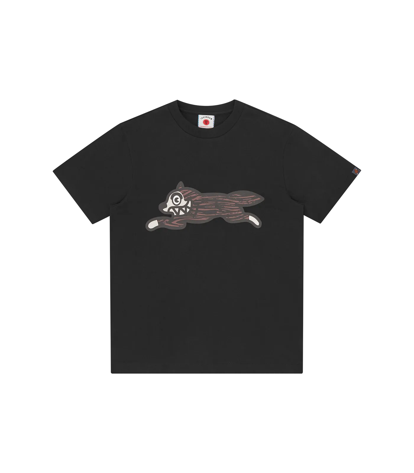 WOODGRAIN RUNNING DOG T-SHIRT - BLACK