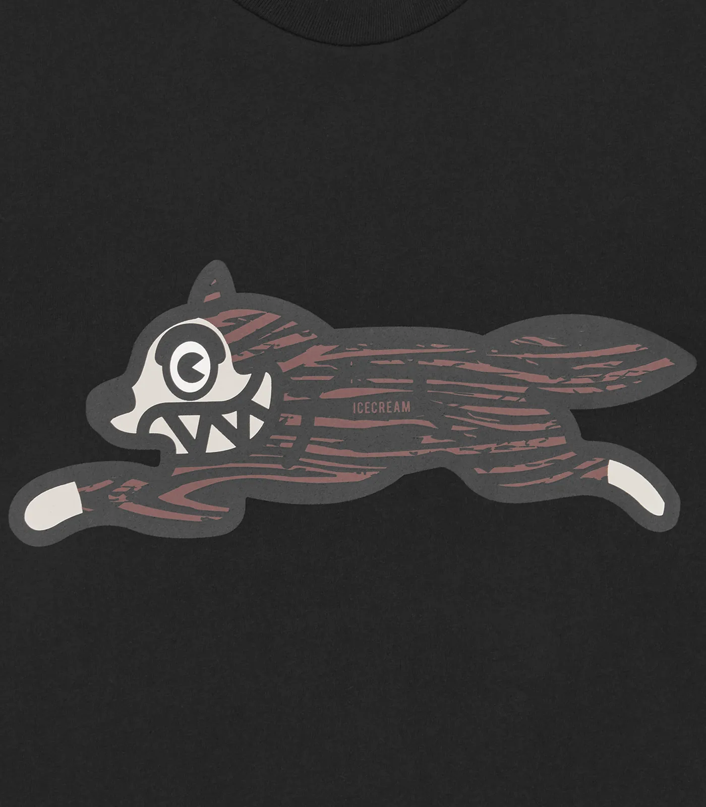 WOODGRAIN RUNNING DOG T-SHIRT - BLACK