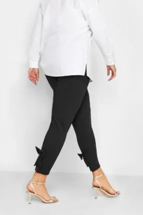 YOURS LONDON Curve Black Bow Hem Tapered Trousers