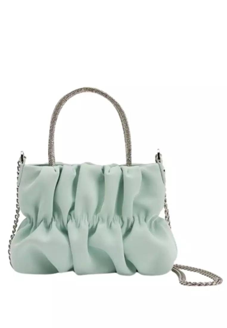 ZITIQUE Elegant Pleated Rhinestone Tote, Designed as a Crossbody Shoulder Bag