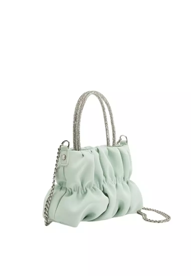 ZITIQUE Elegant Pleated Rhinestone Tote, Designed as a Crossbody Shoulder Bag