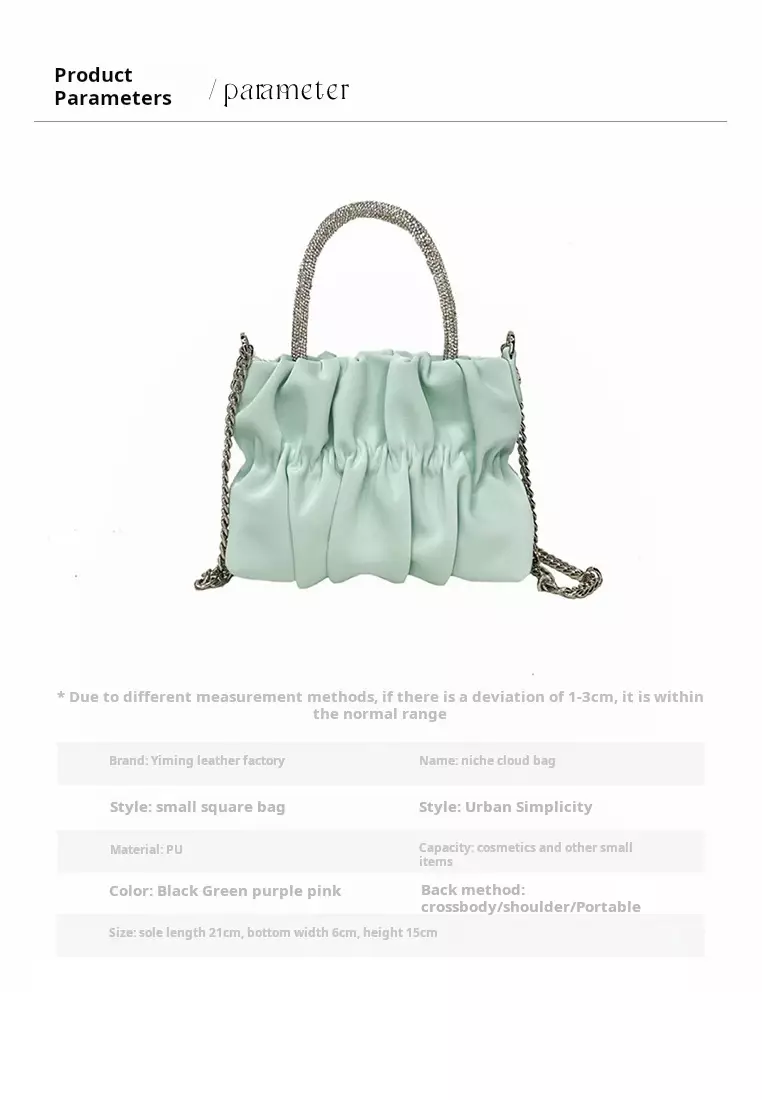 ZITIQUE Elegant Pleated Rhinestone Tote, Designed as a Crossbody Shoulder Bag