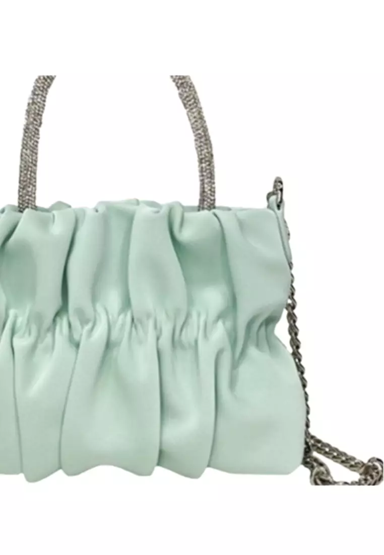 ZITIQUE Elegant Pleated Rhinestone Tote, Designed as a Crossbody Shoulder Bag