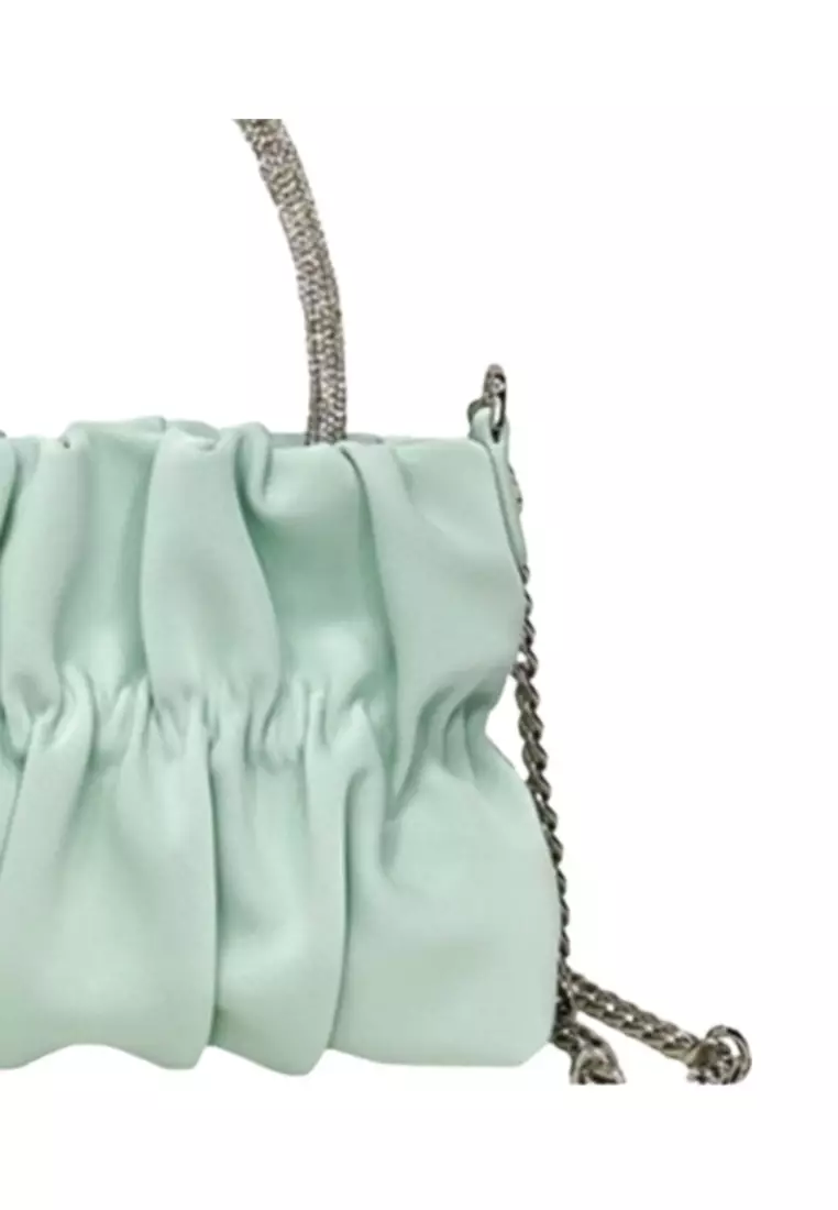 ZITIQUE Elegant Pleated Rhinestone Tote, Designed as a Crossbody Shoulder Bag